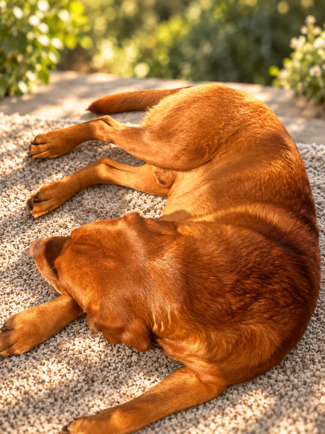 Chief Elliot, Fox Red Labrador Retriever, entspannt im warmen Licht